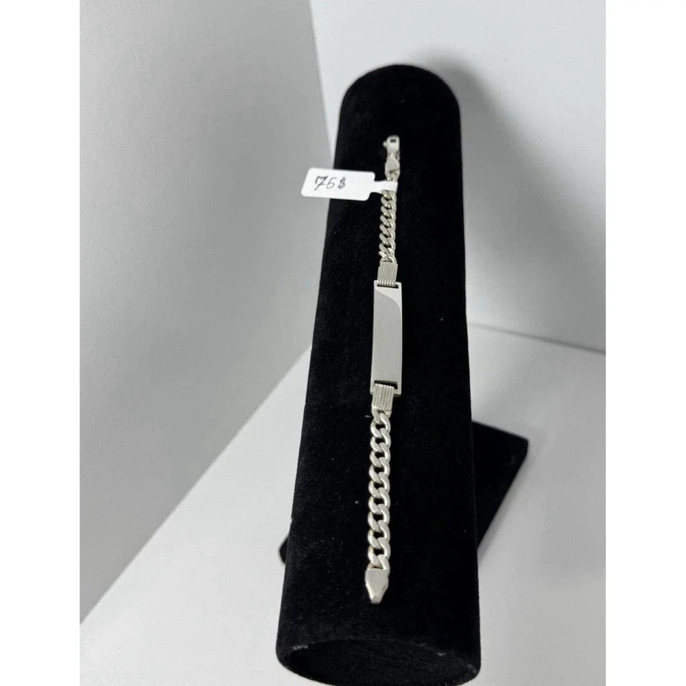 Esclava de plata 925 con plaquita 7 inch